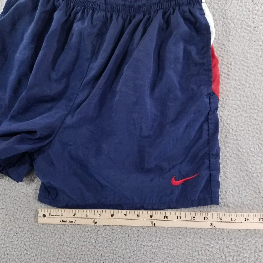 Vtg Nike Swim Trunks Mens XL Red White Blue Big Swoosh Logo 90s Shorts Nylon Y2K